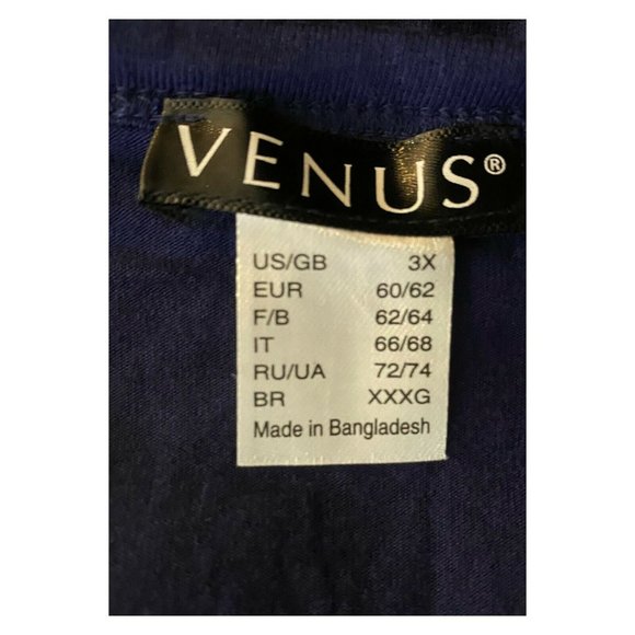 Venus Sleeveless Racerback Scoop Neck Ruched Oxford Blue Knit Maxi Dress Size 3X - Picture 6 of 7